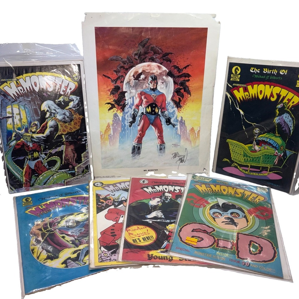 Vintage Mr. Monster Comic & Art Lot - Signed Rolling Thunder Portfolio Print